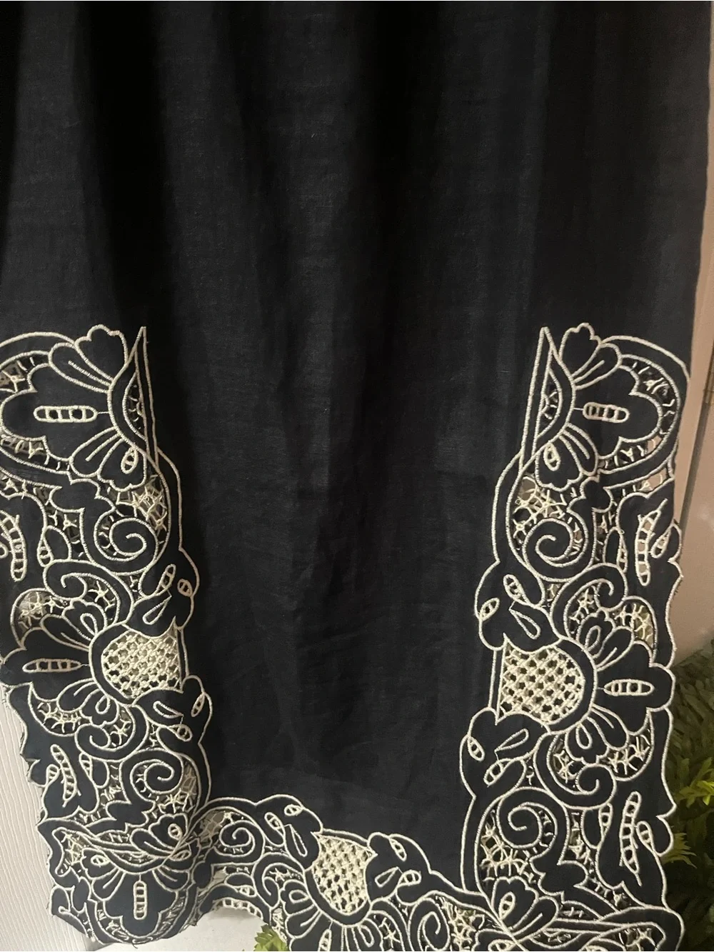 J. Crew Black Maxi Dress with Cream Embroidered Yoke